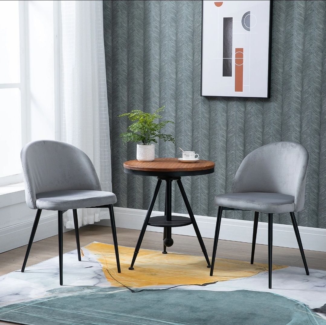 Zestaw 2 krzeseł do jadalni krzesło tapicerowane aksamit szare
