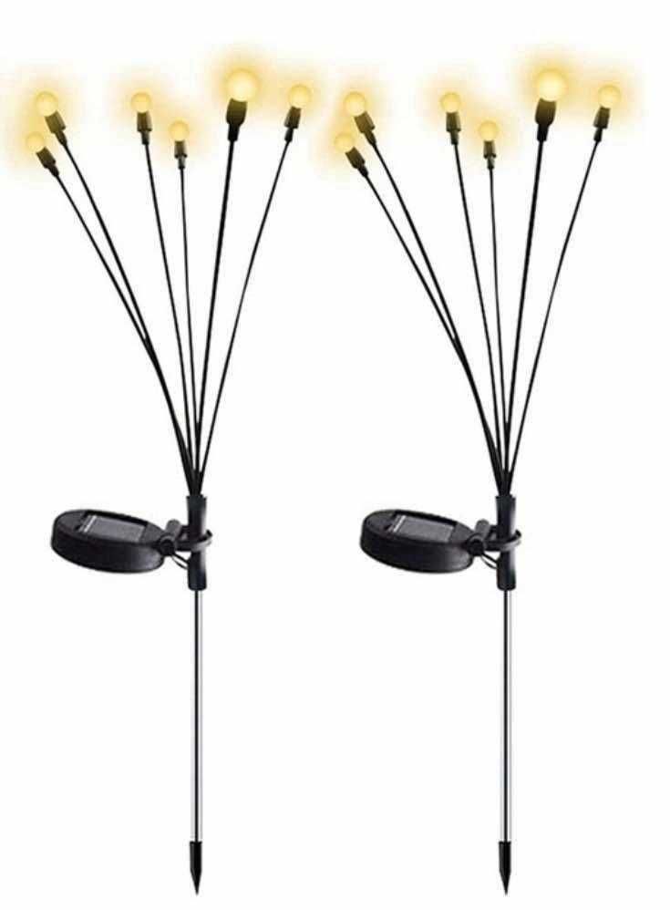 ZESTAW 2 Lampy solarne ogrodowe wbijane led kulki ciepłe światło 70cm
