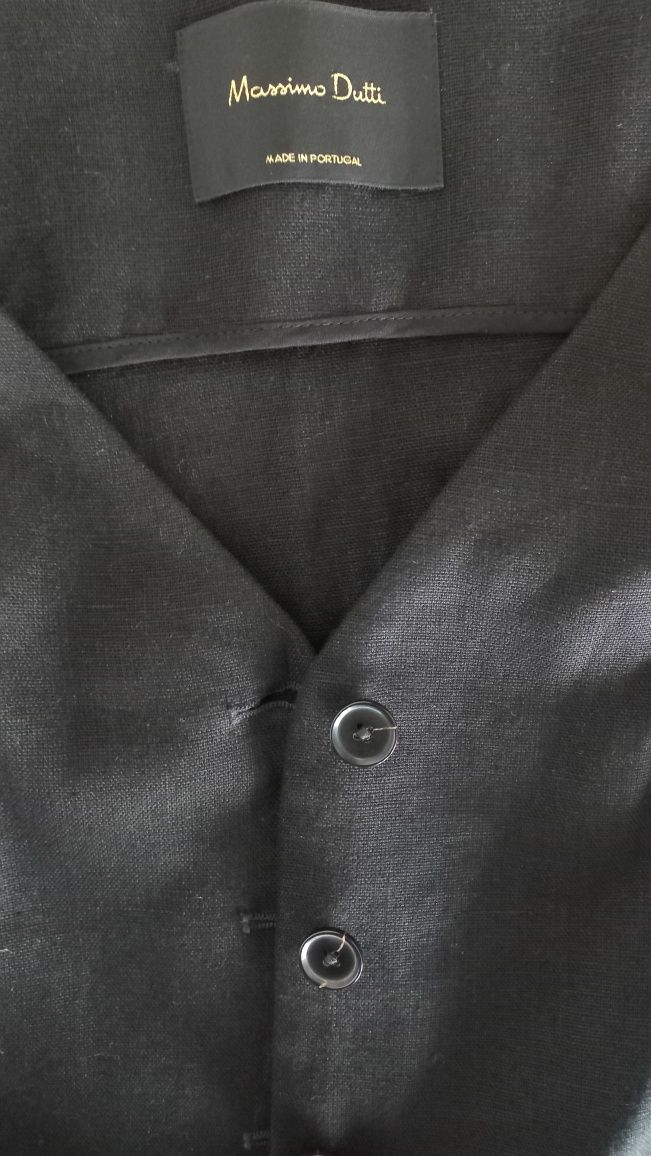 Жилет Massimo Dutti, льон, чорний, класика