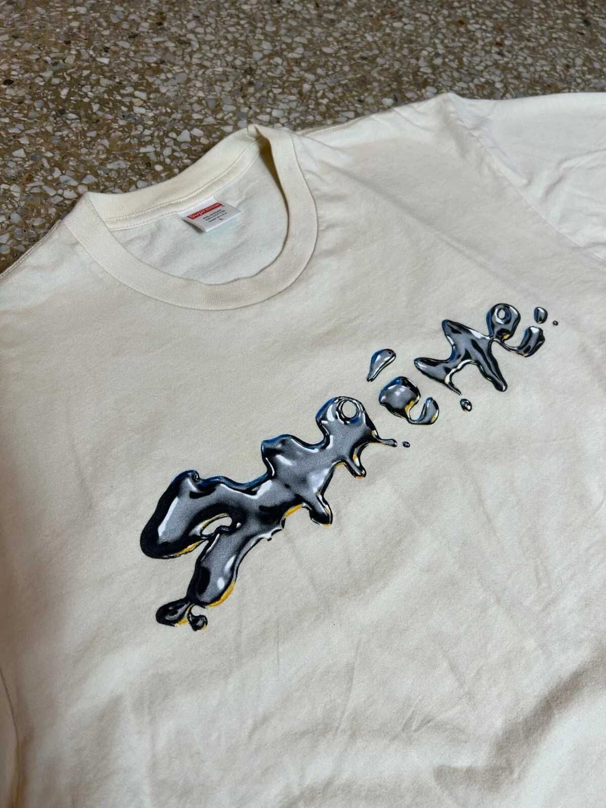 Футболка Supreme Liquid белая оверсайз