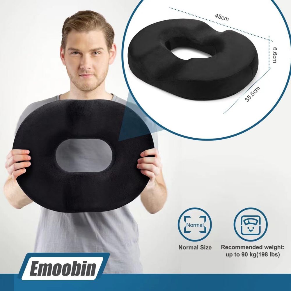 Poduszka na siedzenie Emoobin Donut ortopedyczna, pianki memory