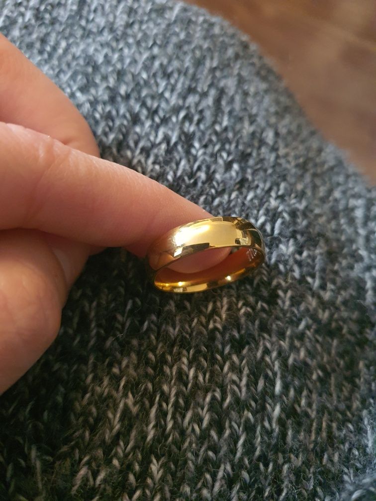 Damska Męska Złota Obrączka Unisex Szeroka 6mm
