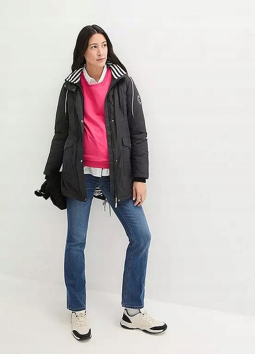 B.P.C parka ciążowa przejściowa czarna z panelem dla dziecka ^36