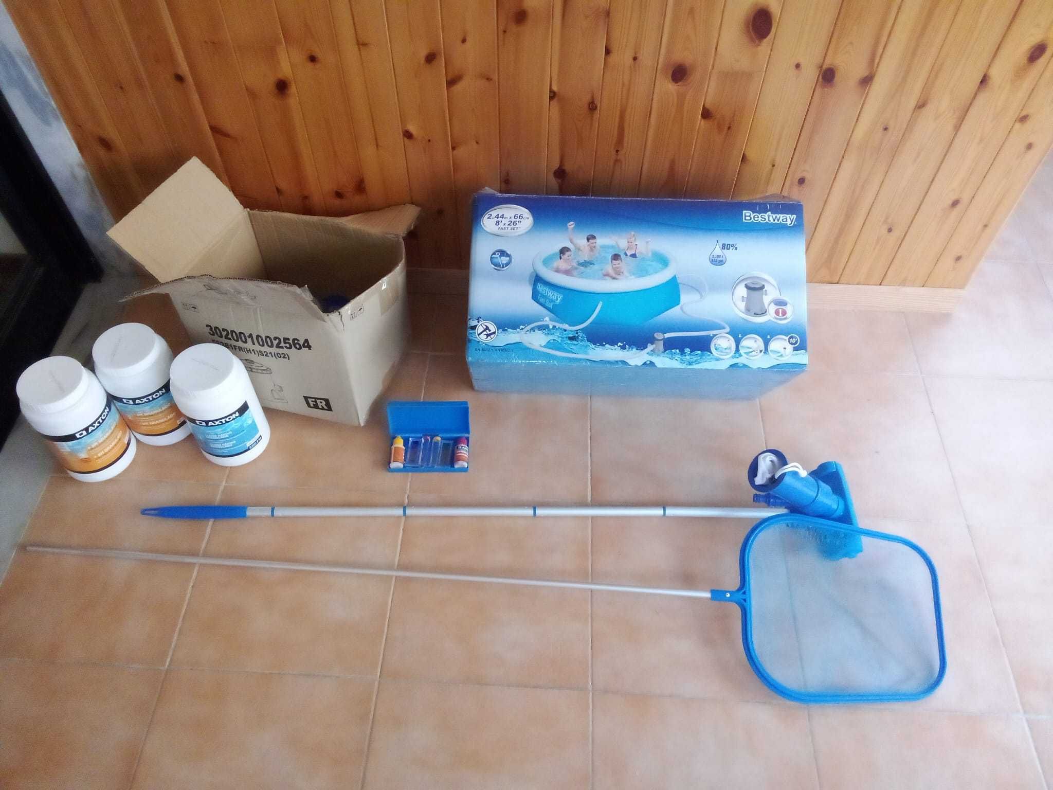 Piscina bestway com motor e acessórios