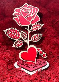 Róża 3D - Czerwona i Wiśniowa z Brokatem