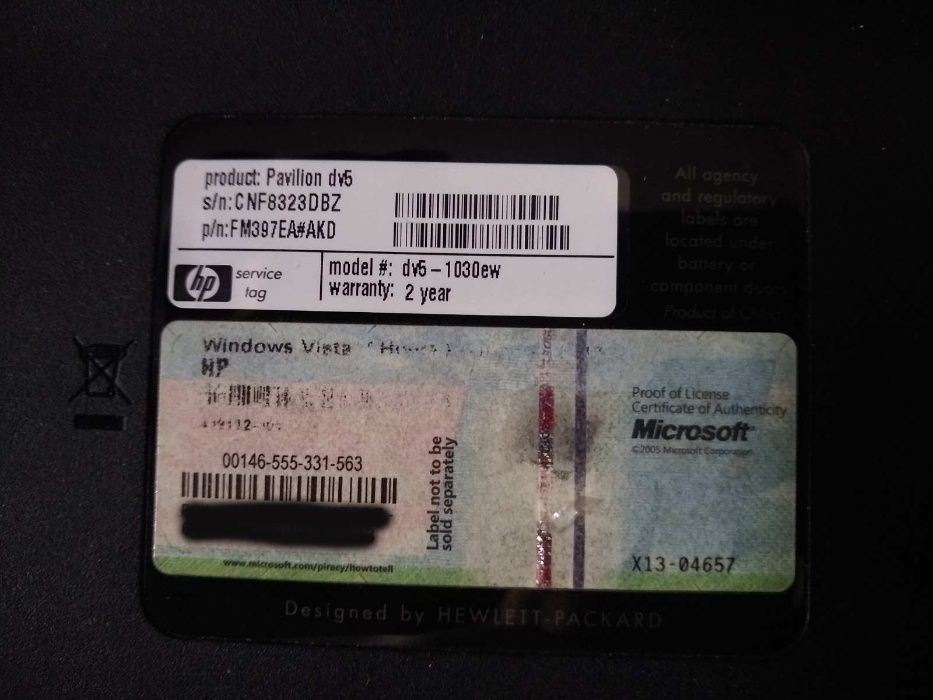 HP Pavilion dv5-1030ew - uszkodzony