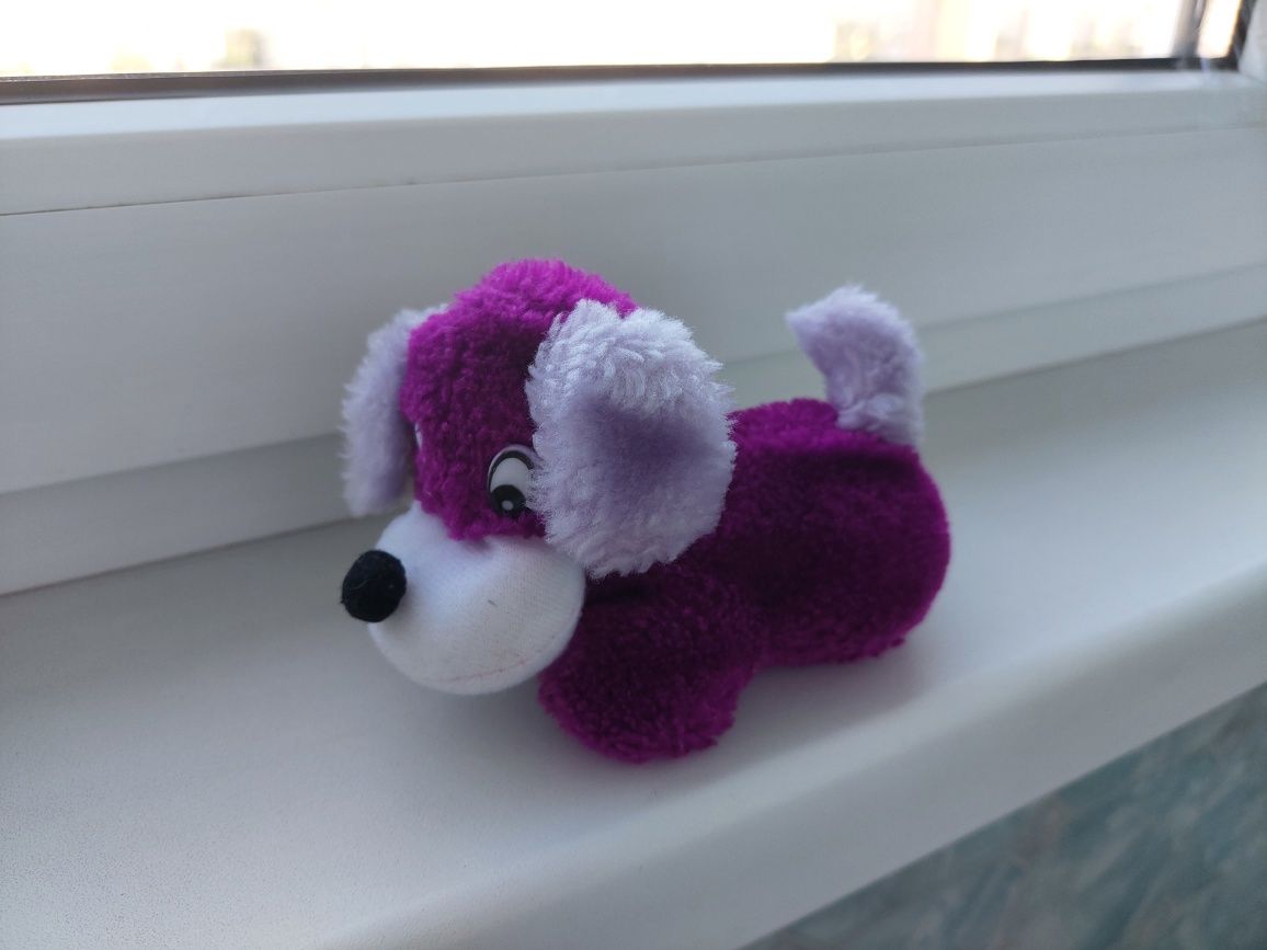 Мягкая игрушка, собачка фиолетовая