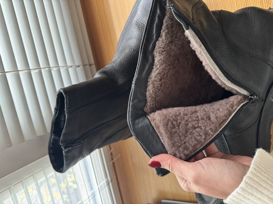 Чоботи чоловічі - великий розмір, 32см - натуральна шкіра, овчина