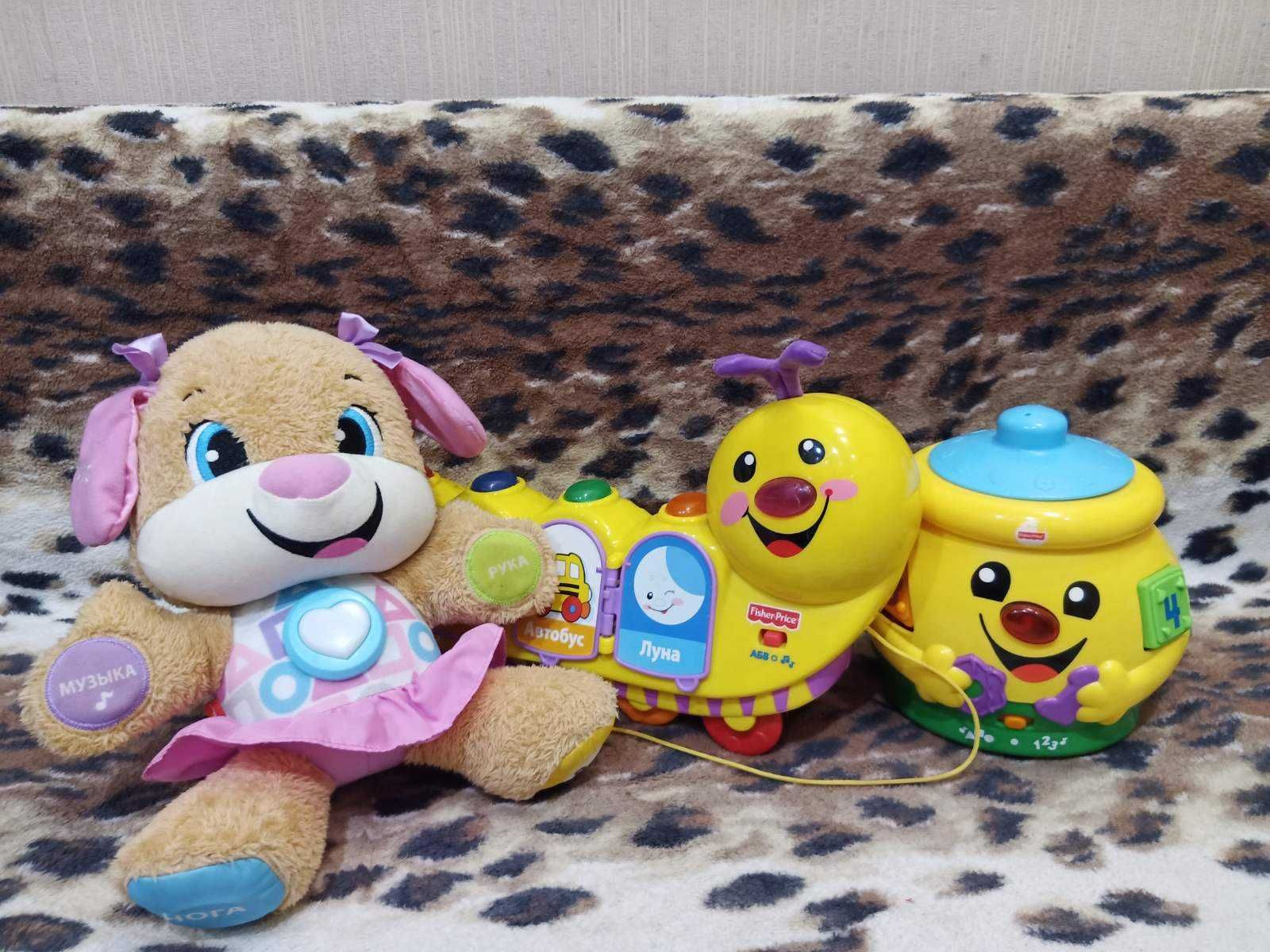 Фішер прайс fisher price гусениця,щенок,собачка, горшок, сортер