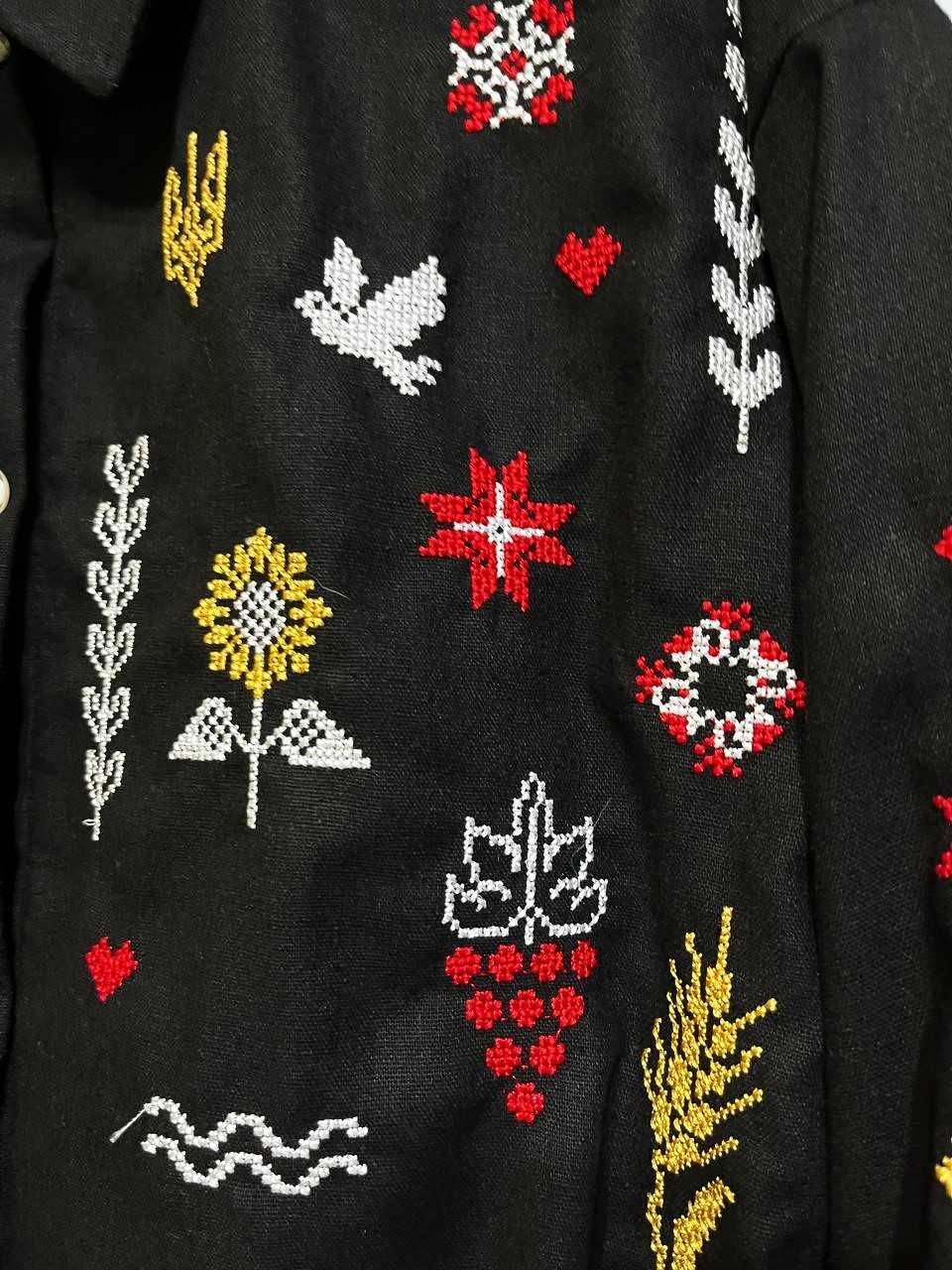 Жіноча вишиванка сучасна лляна сорочка з довгим рукавом
