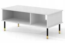 Stolik kawowy SHERWOOD 110x55 cm frezowany biały mat ława - nowa