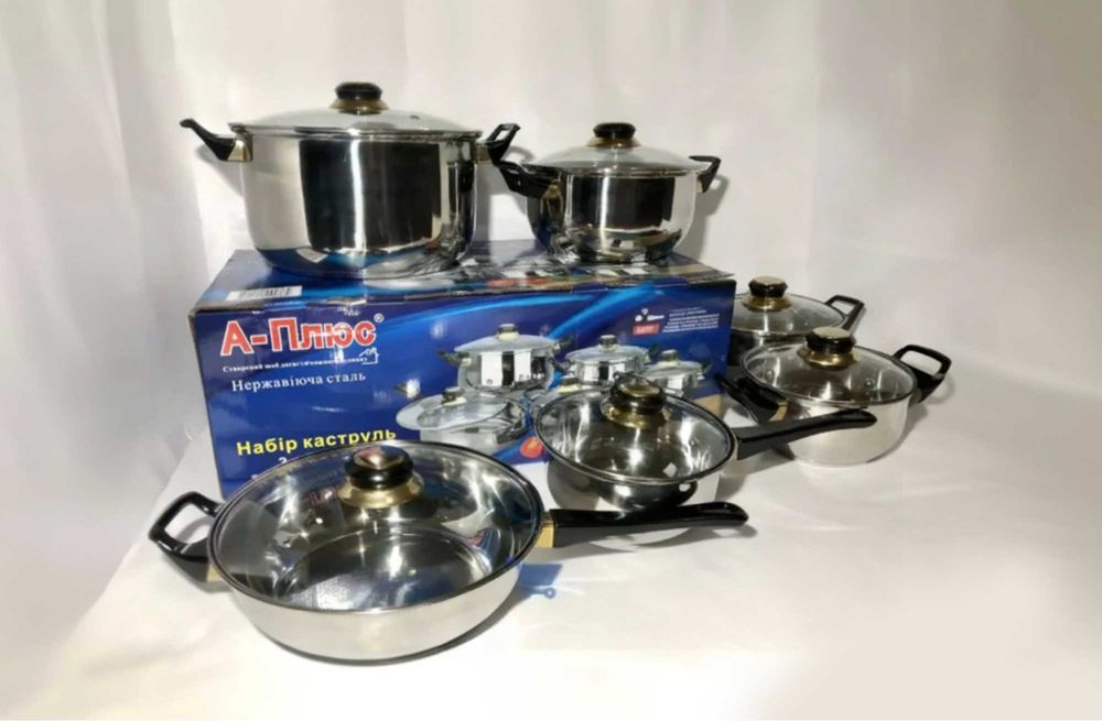 Набір каструль з нержавіючої сталі / набор кастрюль - 12 предметів