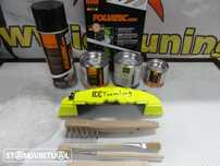 Tinta alta temperatura Foliatec de cor Amarelo Neon Brilhante para bombas / pinças travão, kit 3 c