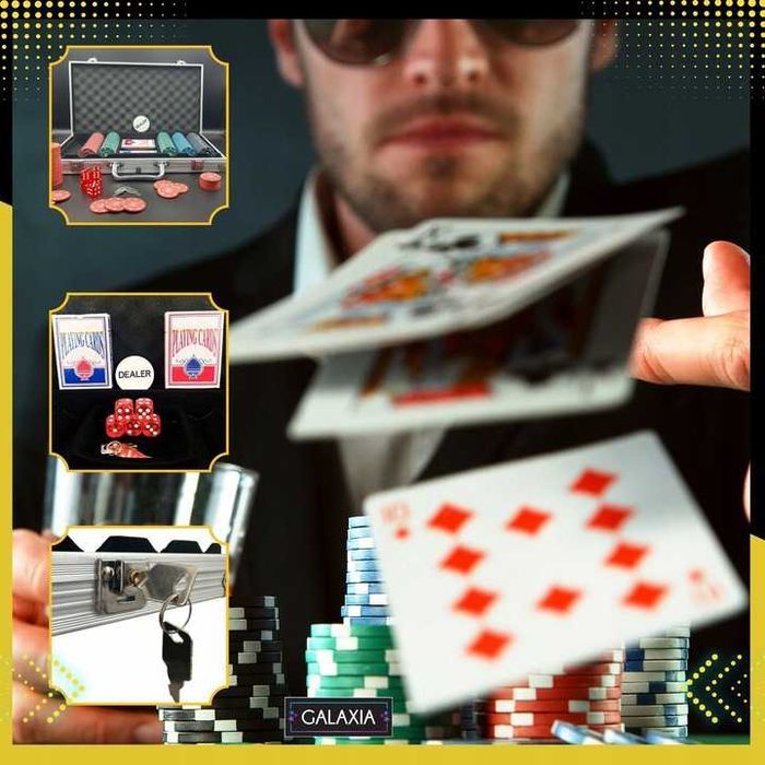 ZESTAW DO POKERA 300 ŻETONÓW Żetony Gry Poker Chips Set Karty Walizka