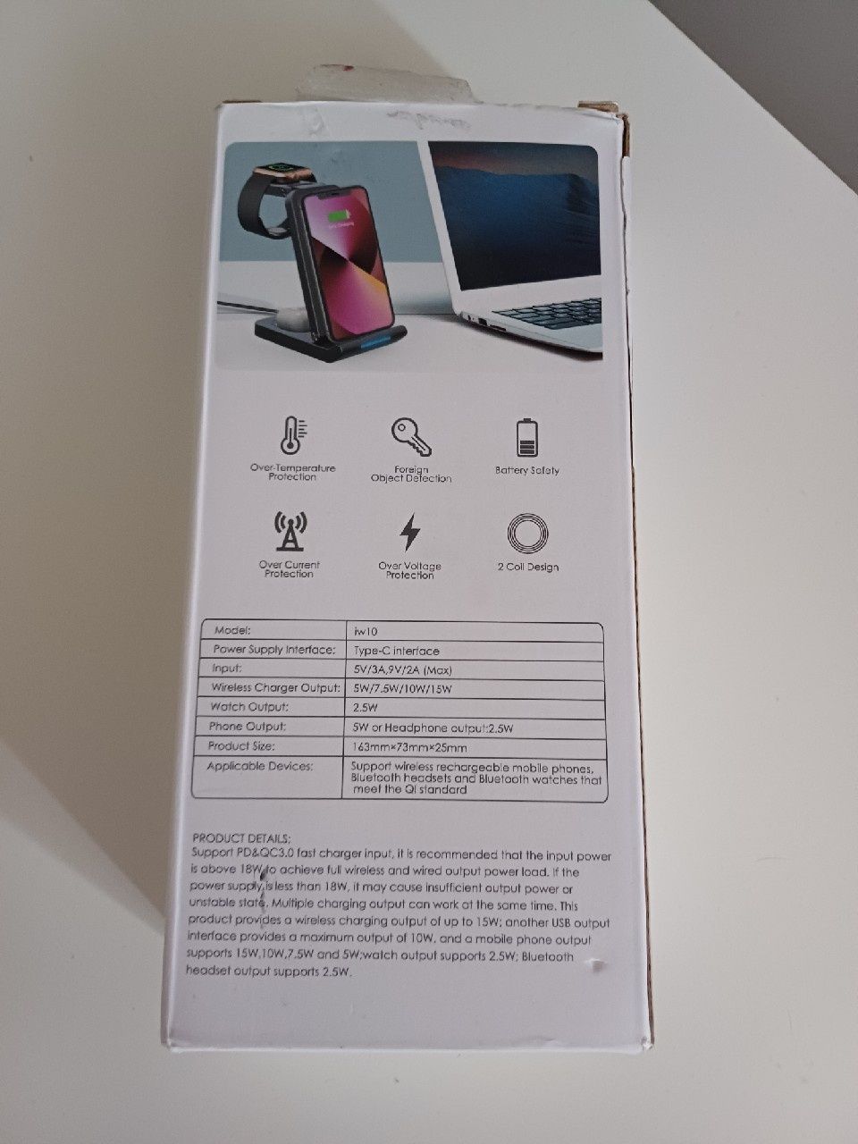 Bezprzewodowa stacja ładująca 3 w 1 do iPhone'a, składana, biała