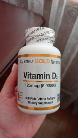 California Gold Nutrition, витамин D3, 125 мкг (5000 МЕ), 360 капсул