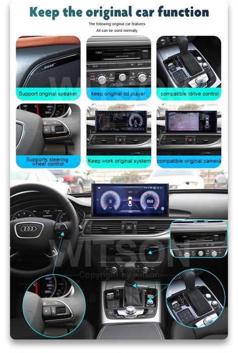 Ecrã Android e CarPlay 10.25" Full HD Audi A1 A3 A4 A6 Q5