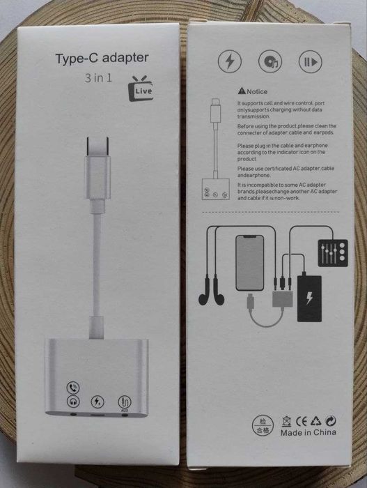 Перехідник адаптер звукова карта навушники мікрофон AUX iPhone Type-C