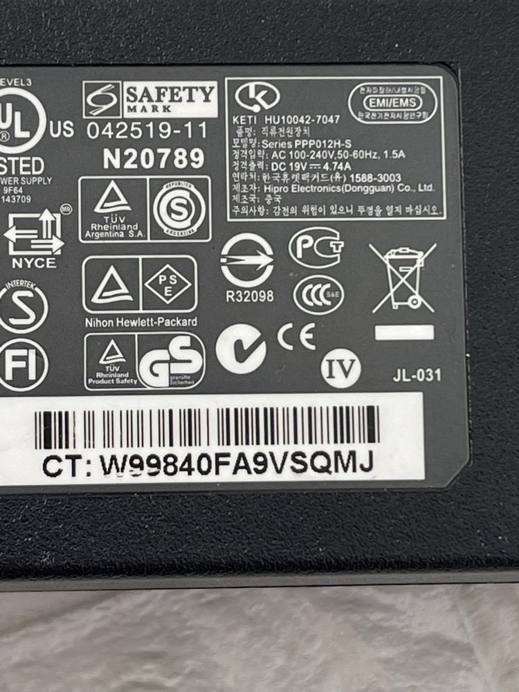 Hp 90w 19v 4.74A Зарядний пристрій Зарядка Оригінал