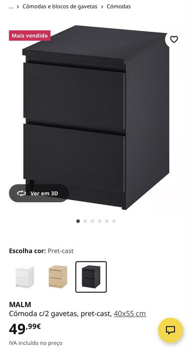 Mesas de cabeceira e camiseiro IKEA MALM