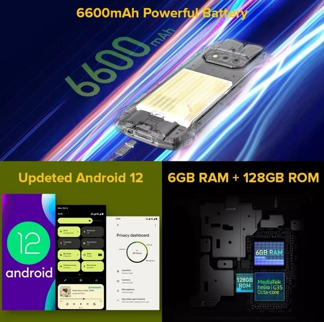Ulefone armor 15 6gb-RAM 128gb-rom Android 12 smartphone resistente