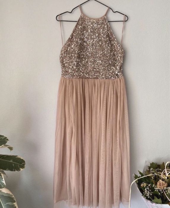 cekinowa tiulowa sukienka midi maya deluxe 48 4 xl  50 5 xl  zdobiona