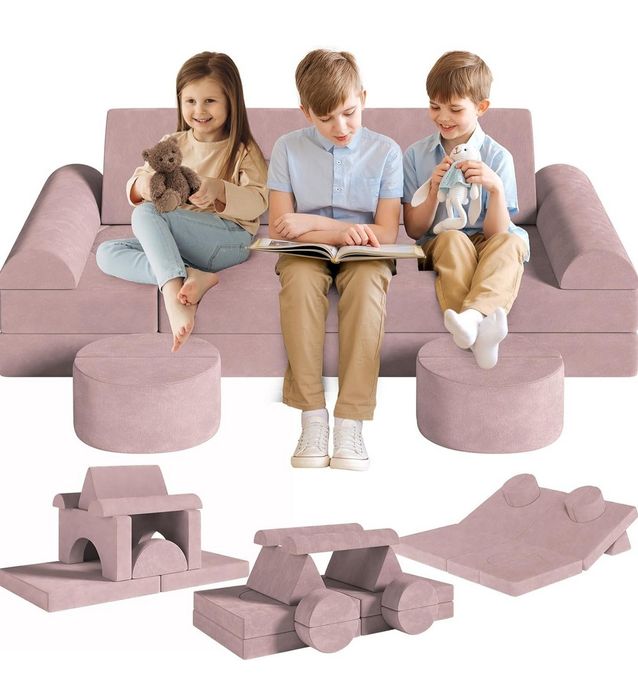 Sofa do zabawy, 14-częściowa, modułowa sofa dla dzieci, sofa dziecięca