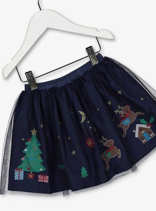Tiulowa świąteczna spódniczka granat 80/86