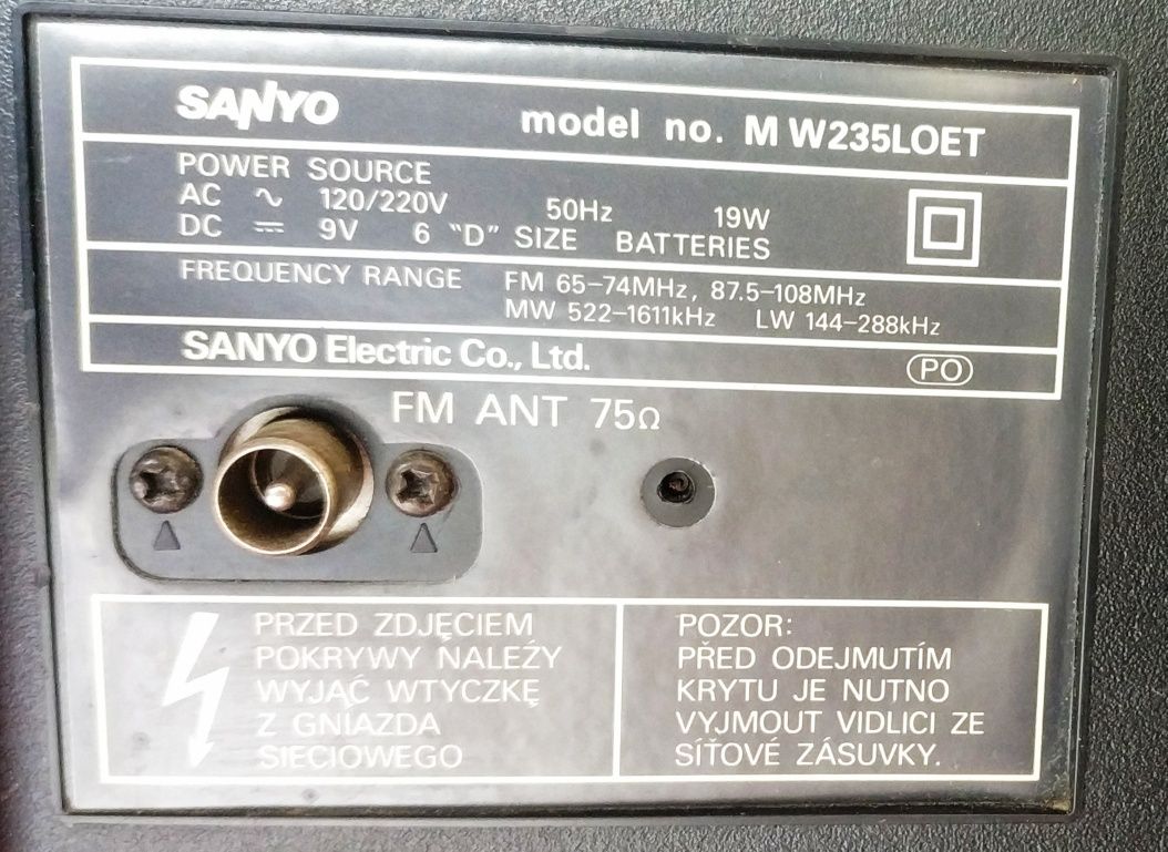 SANYO wieża, radiomagnetofon, BOOM BOX, M W235LOET