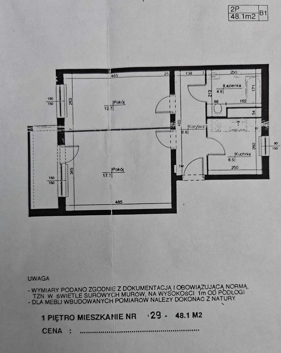 Mieszkanie 2-pokojowe, 48m2 Poznań, Osiedle Stefana Batorego