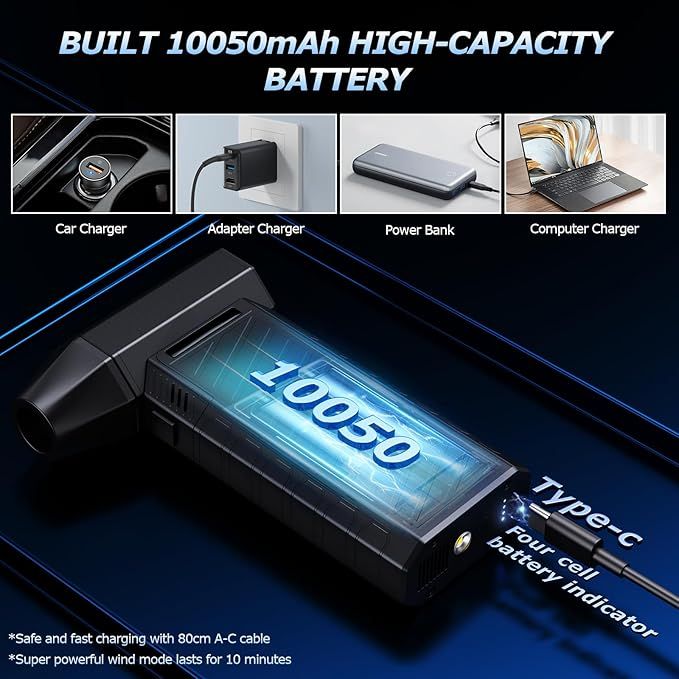 CCmall Bezprzewodowy Odkurzacz Powietrzny 180000 obr./min z LED