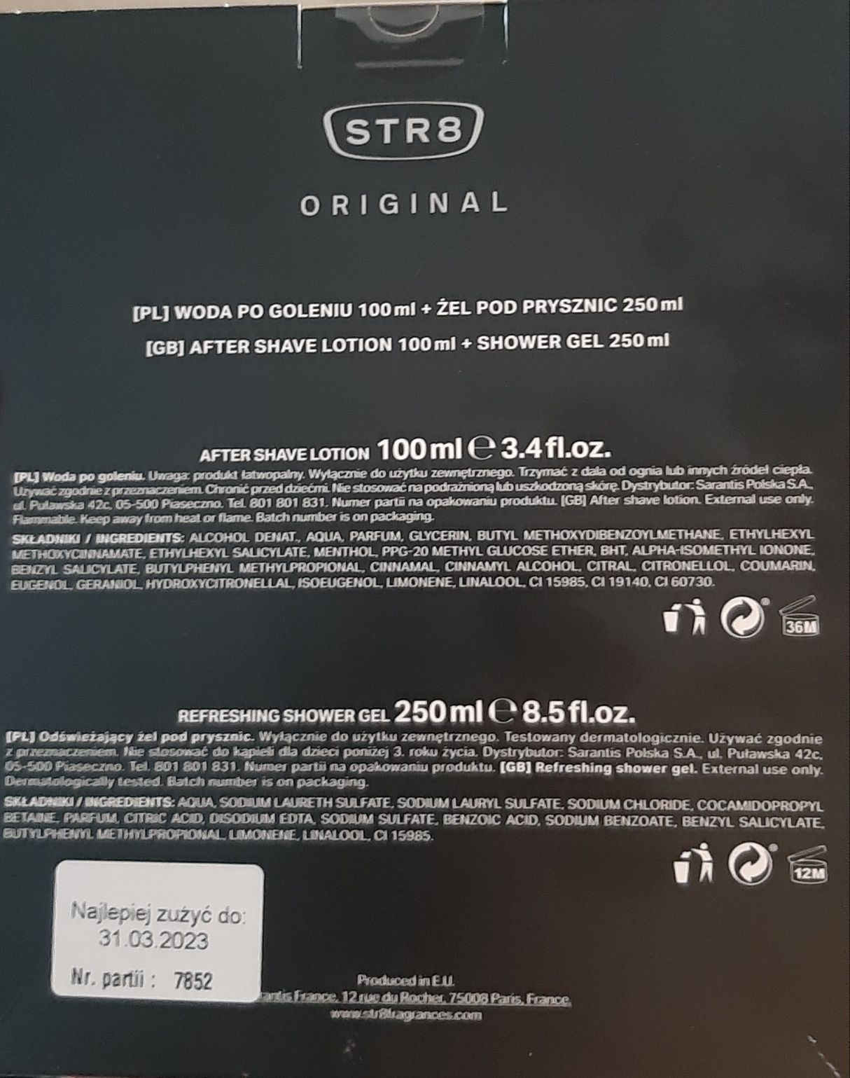 NOWY STR8 woda po goleniu 100ml i żel pod prysznic 250ml