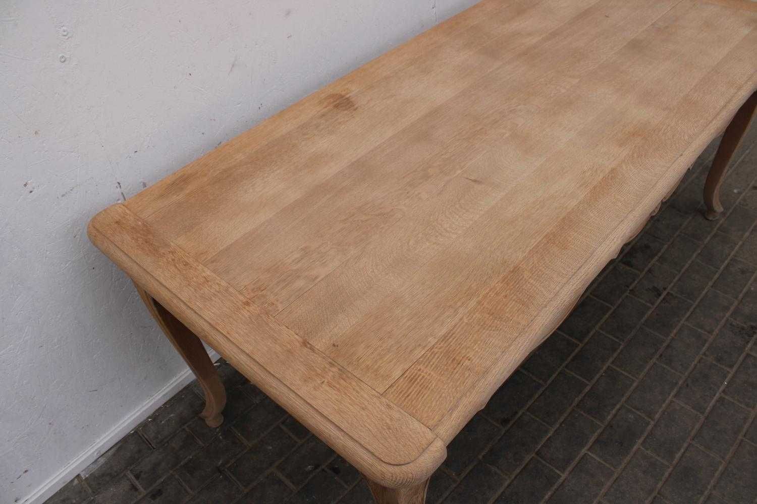 Dębowy oczyszczony komplet stół + 6 krzeseł lite drewno 386