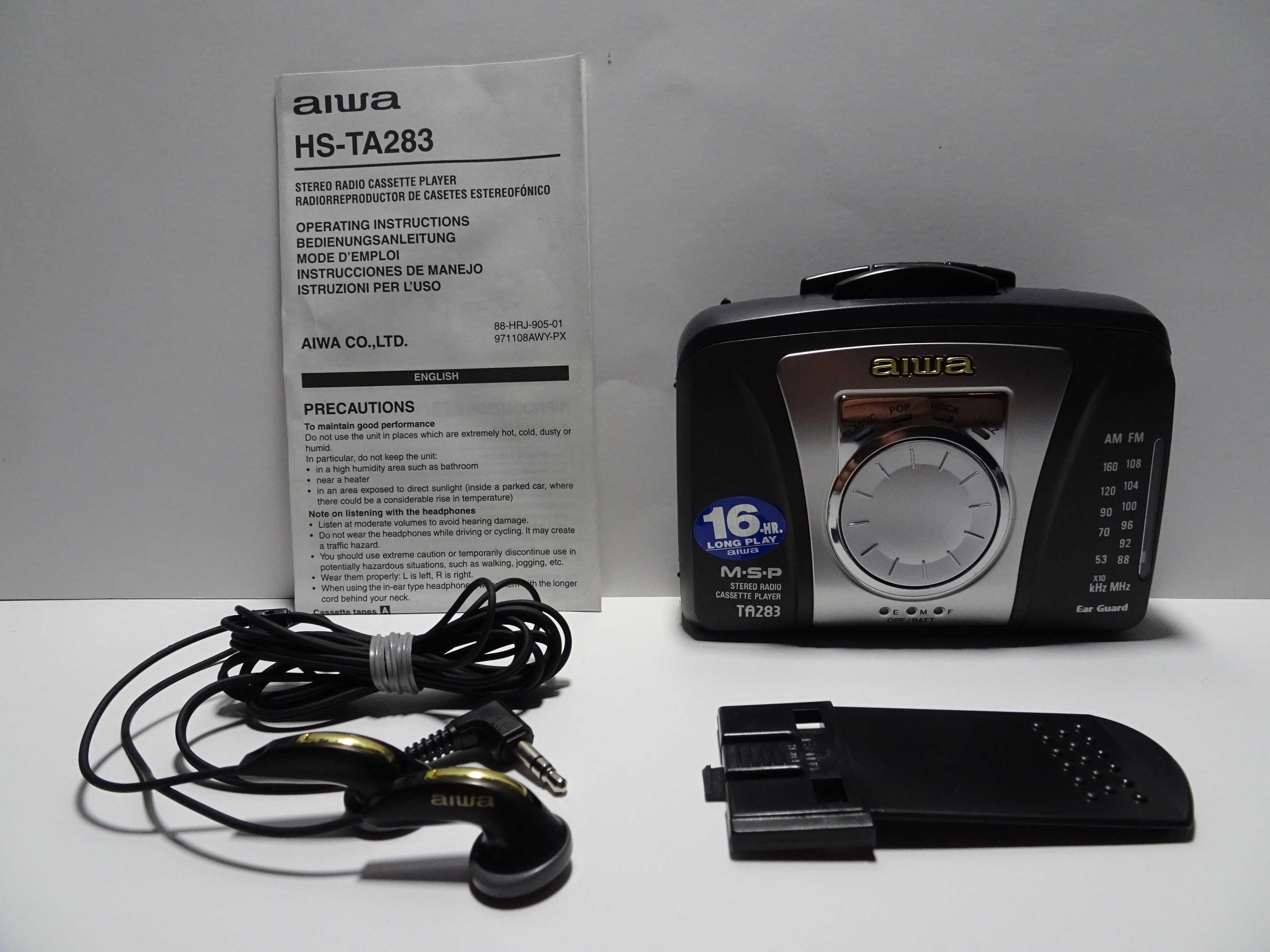 NOWY Walkman AIWA HS-TA283 (BK) Odtwarzacz Kasetowy RADIO/MSP - 1999r.