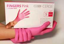 Рукавички нітрилові Ceros Pink розмір S/M 100 шт/50 пар рожеві