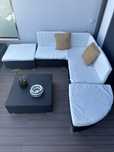Conjunto de Sofá de Jardim em Vime com Almofadas