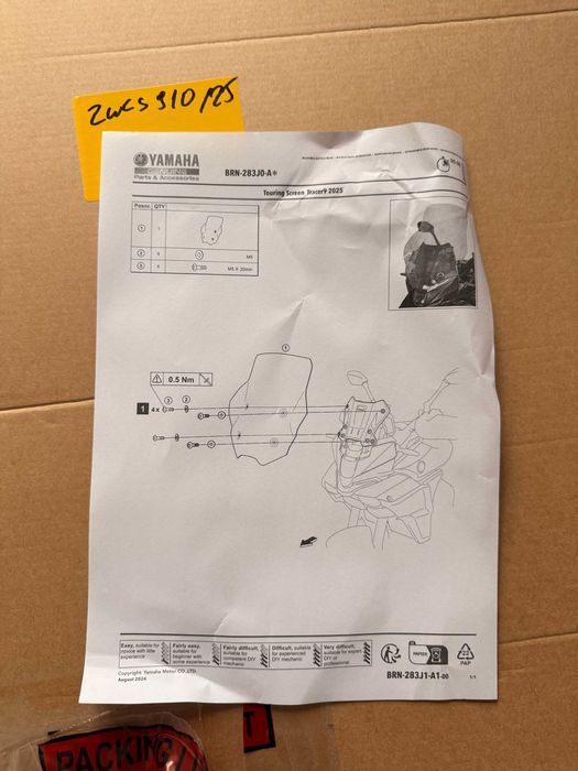 Yamaha Tracer 9 GT 2025 nowa, oryginalna szyba turystyczna