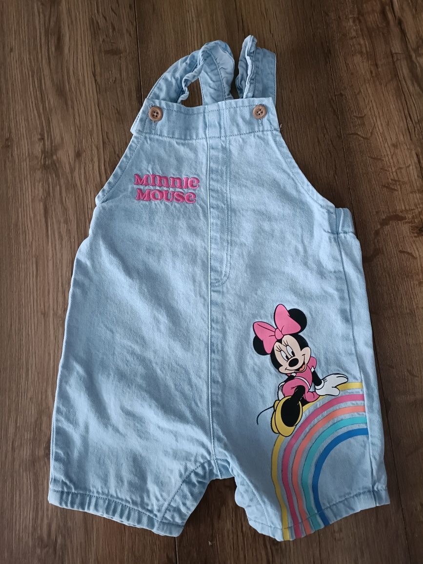 Krótkie jeansowe ogrodniczki Minnie Mouse