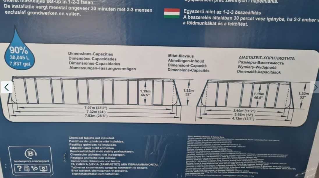 NOWY Basen stelażowy Bestway 56475, 732 x 366 x 132