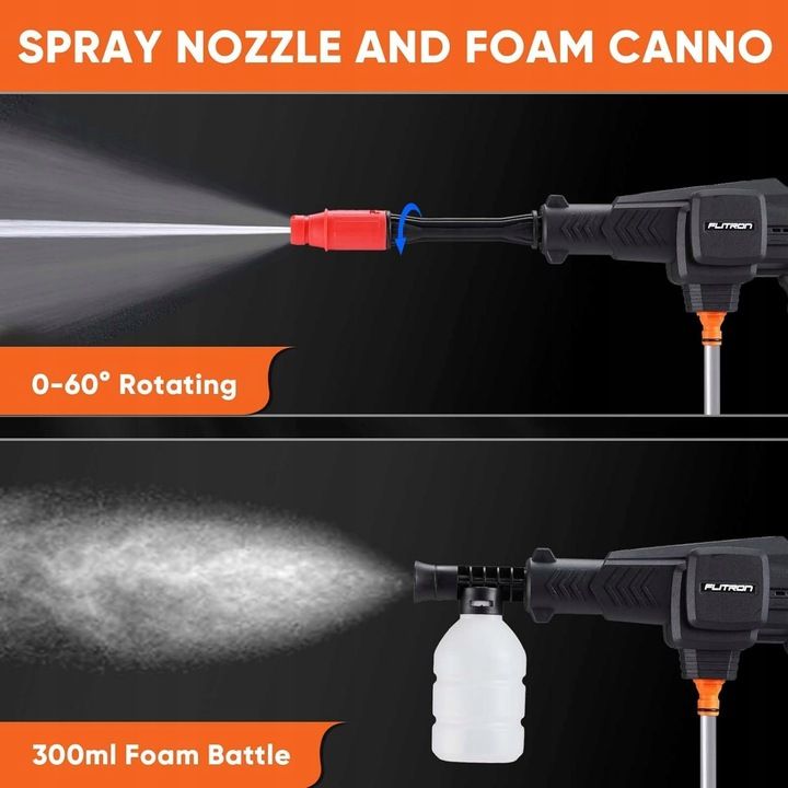 Myjka Ciśnieniowa Akumulatorowa Najmocniejszy Zestaw 2x5000mah Opryski