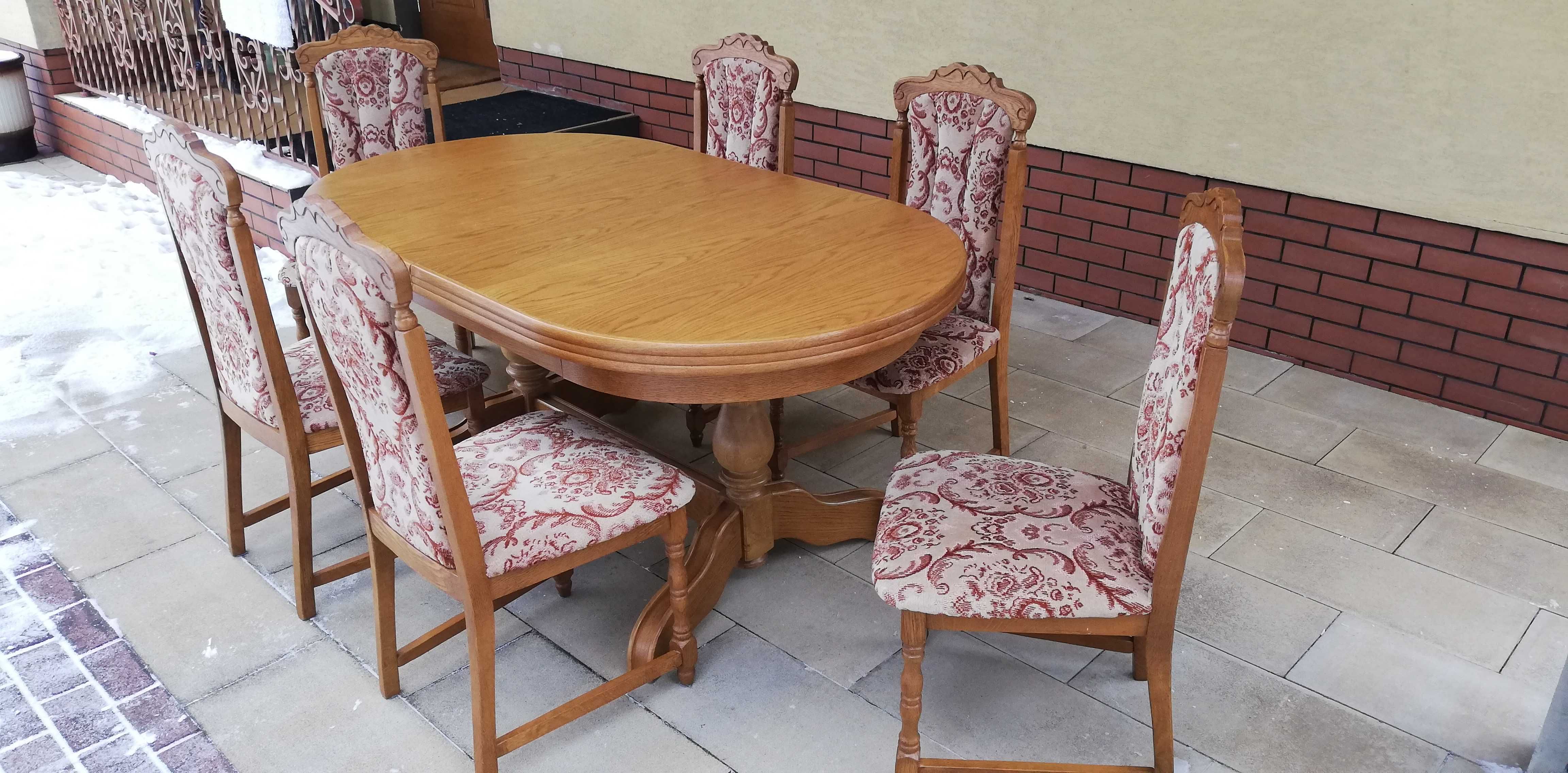 stół z krzesłami dębowy solidny krzesło stolik zestaw jadalnia