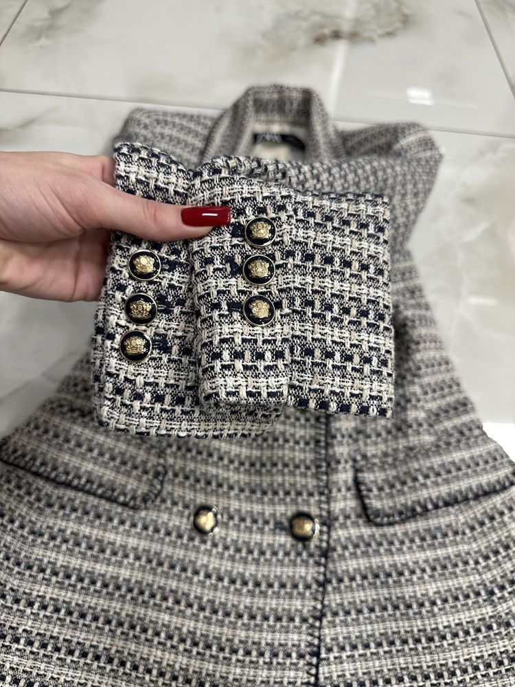 Пиджак Zara, твидовый пиджак, женский пиджак