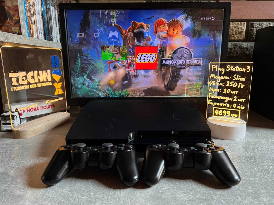 PlayStation 3 PS3 4 Slim 250gb ПС3 плойка c играми 2 джойстика