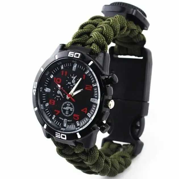 Тактичний годинник із браслетом із паракорду для виживання
