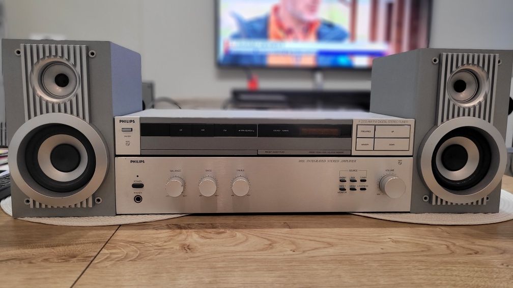 Wieża Philips,  tuner F2233, wzmacniacz 302L kolumny  vintage