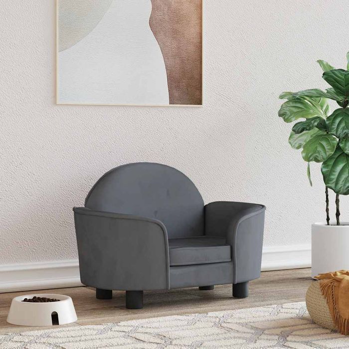 Vidaxl Legowisko Dla Psa, Ciemnoszare, 66X40X45 Cm, Aksamitne