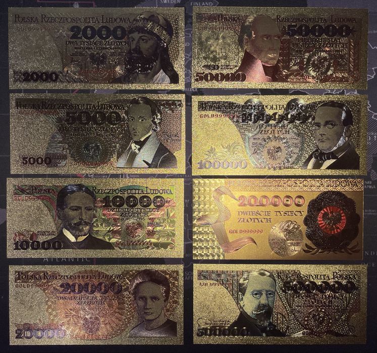 Pozłacane banknoty PRL