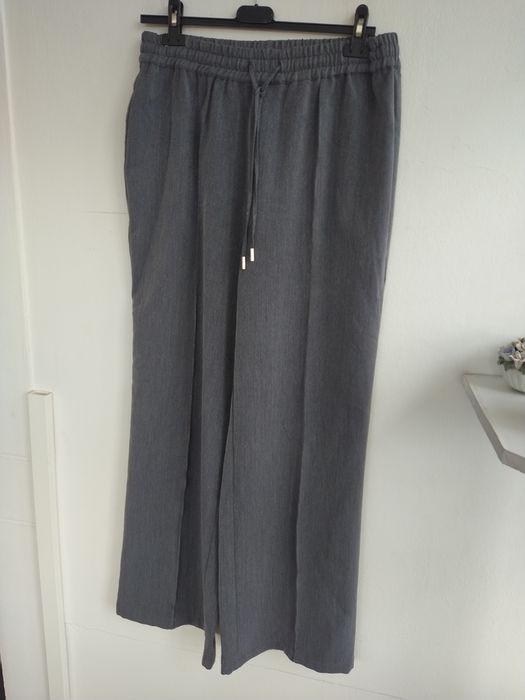 Calças pantalonas cinzentas, elegantes e confortáveis -Vilanova-Tam.40