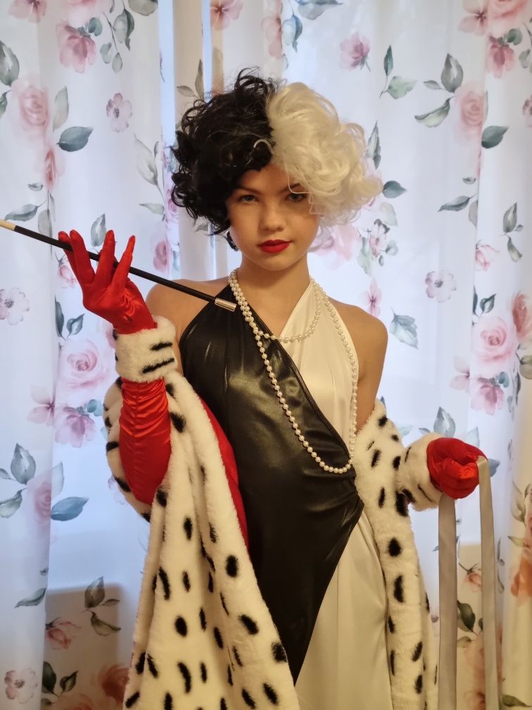 Kostium strój CRUELLA 101 dalmatyńczyków! Bal przebierańców!