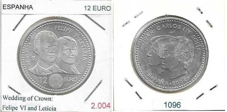 Espanha - - 12 Euros - 2004 - - Casamento de Felipe - - Moeda de Prata